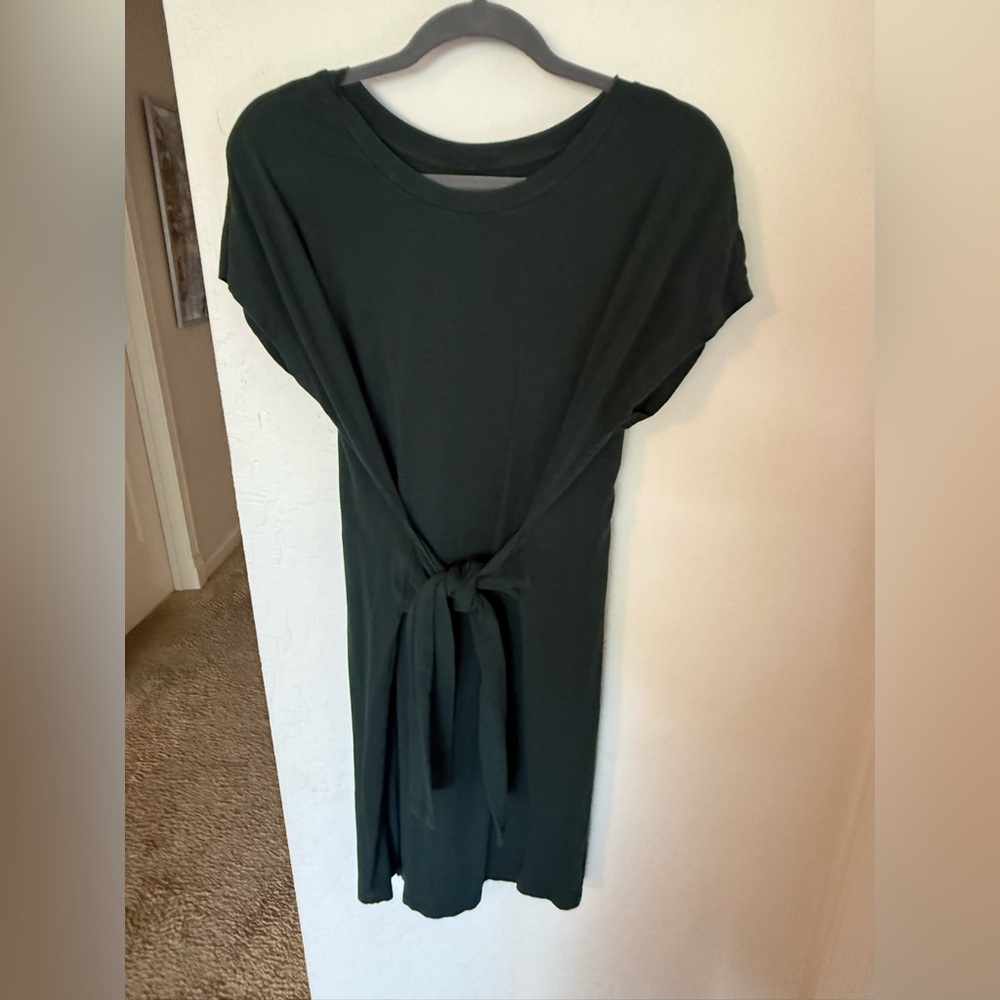 Universal Standard tie waist dress deep forest green